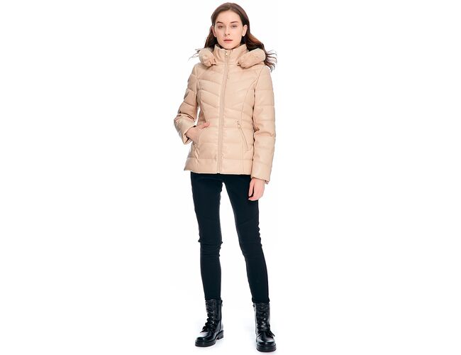 Jaqueta Feminina Puffer Resinada Com Capuz - 620278