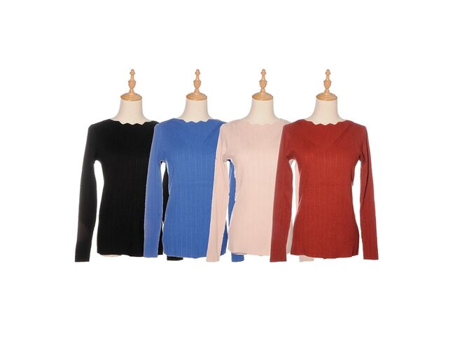Blusa Feminina de Tricot Canelado Gola Trabalhada 650936 - Atacado
