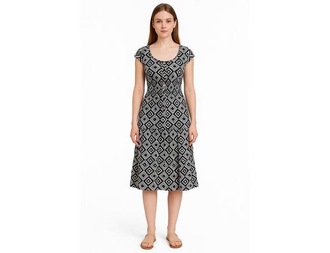 Vestido Feminino Estampado Com Detalhe Franzido Cintura 230263 - Atacado