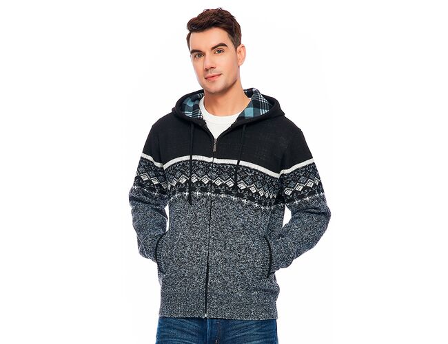 Blusa de Tricot Masculina C/ Capuz e Zíper 590174 - Atacado