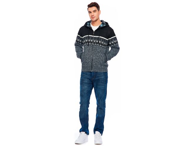 Blusa de Tricot Masculina C/ Capuz e Zíper 590174 - Atacado