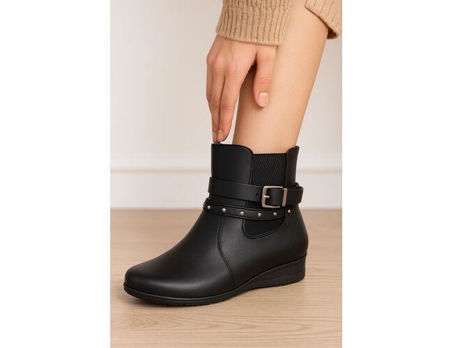 Bota Cano Baixo Feminina Mooncity 71083 Preto - Atacado